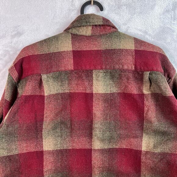 Pendleton Lodge Shirt Men's Medium Shacket Flannel Wool Red Button Down Outdoor - Picture 11 of 16